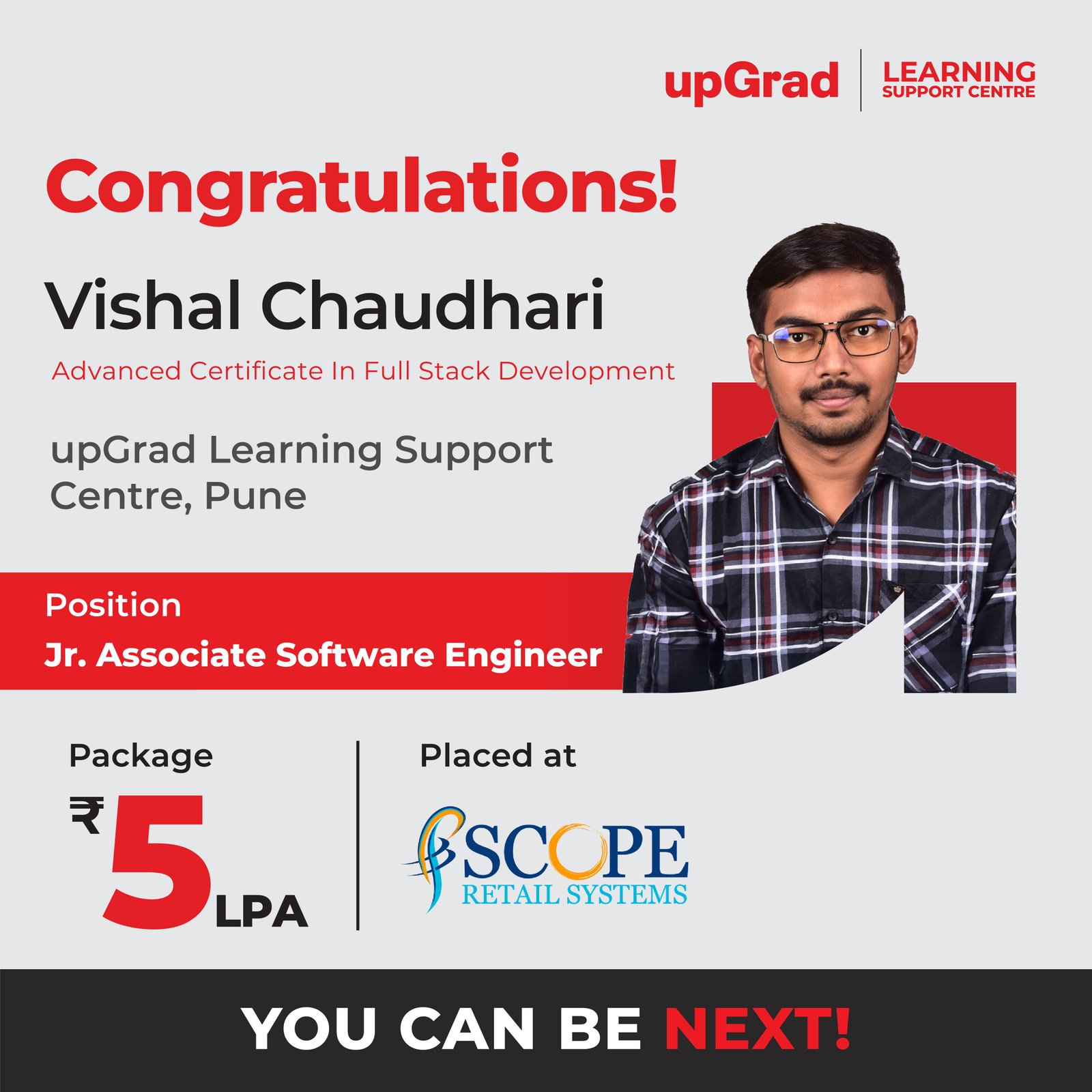 Vishal Chaudhari placed at SCOPE RETAIL SYSTEMS.